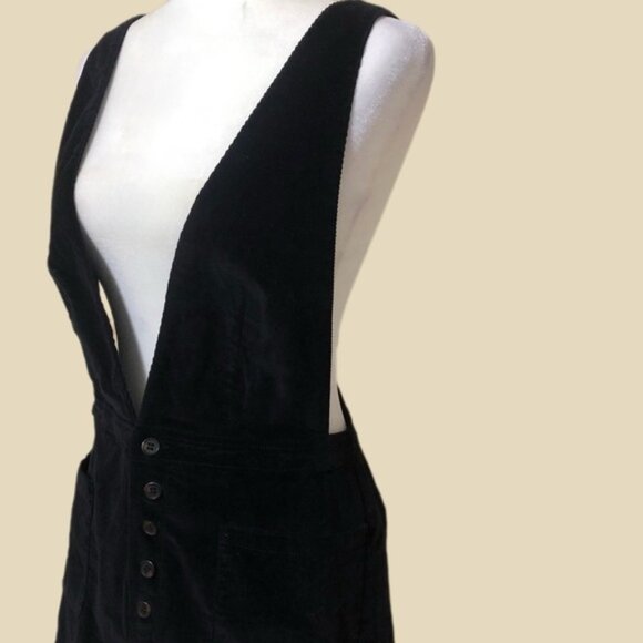Free People Black Corduroy Old School Love Mini Dress Size 10 - Picture 3 of 11